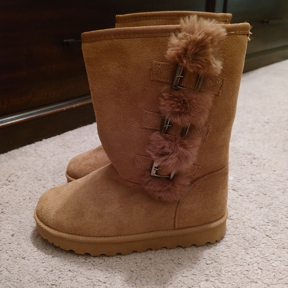 UGG Tan Winter Boots with Fur Accents